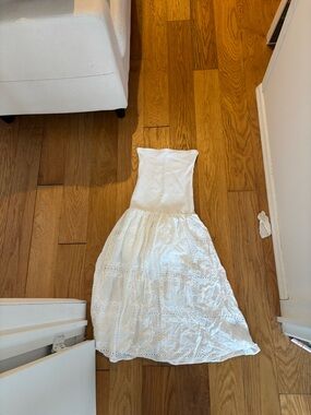 WeWoreWhat White Strapless Eyelet Dress